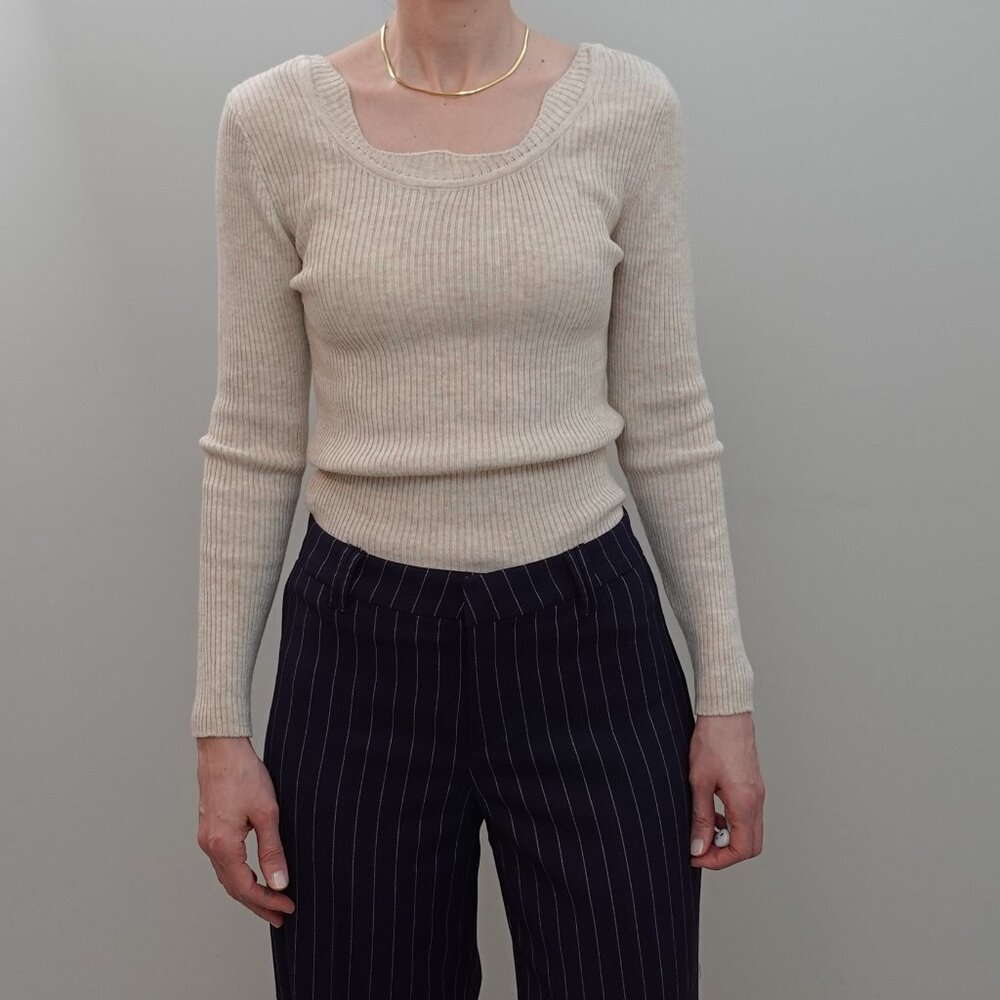 Cream & Black Basic Knit Sweaters / 2 Sweaters - image 3
